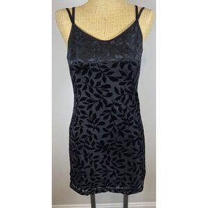 Vintage 90s I.N. San Francisco Black Mini Dress Floral Mesh Strappy Club Small
